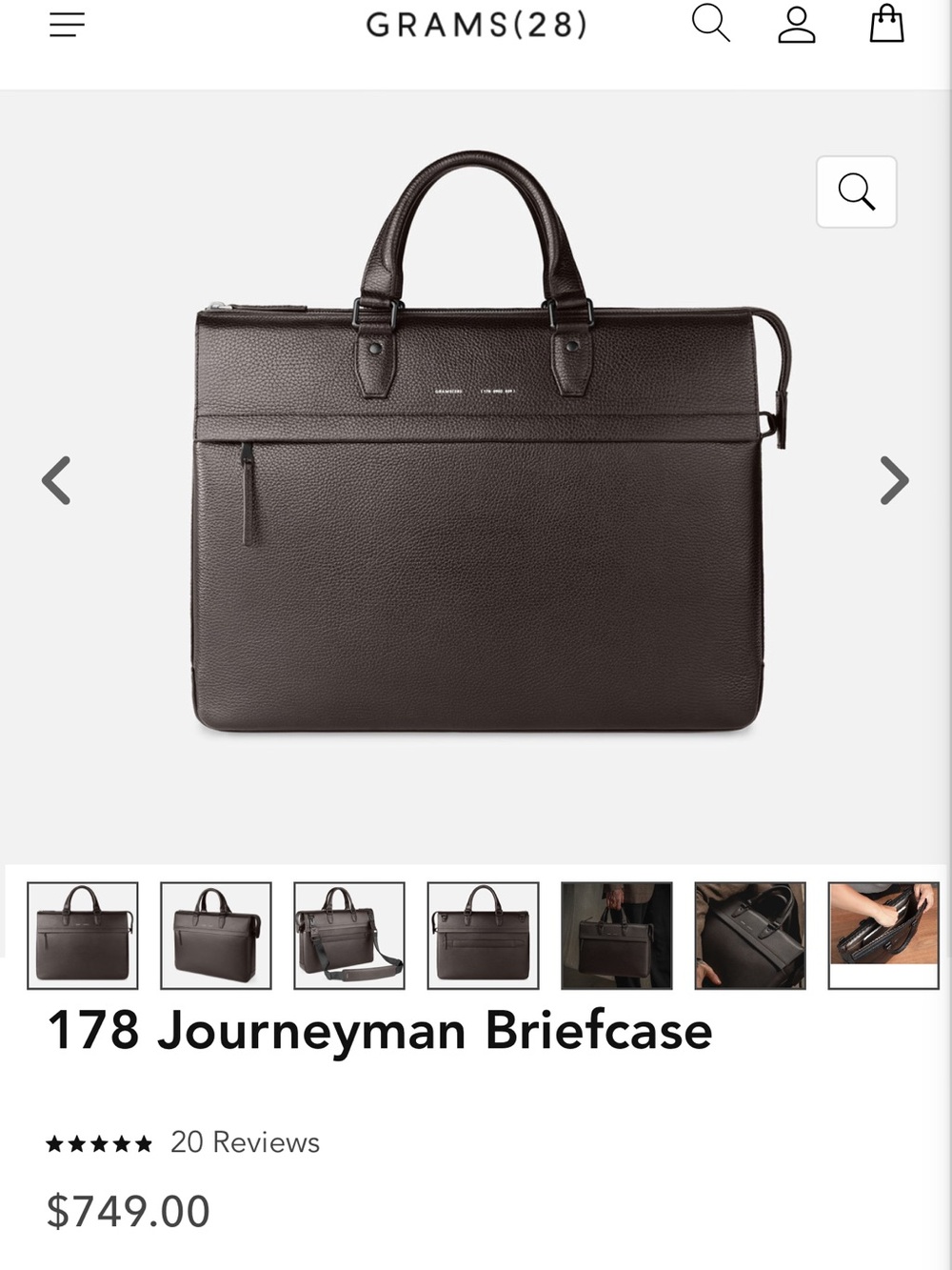 178 Journeyman Briefcase in Dark Brown Leather